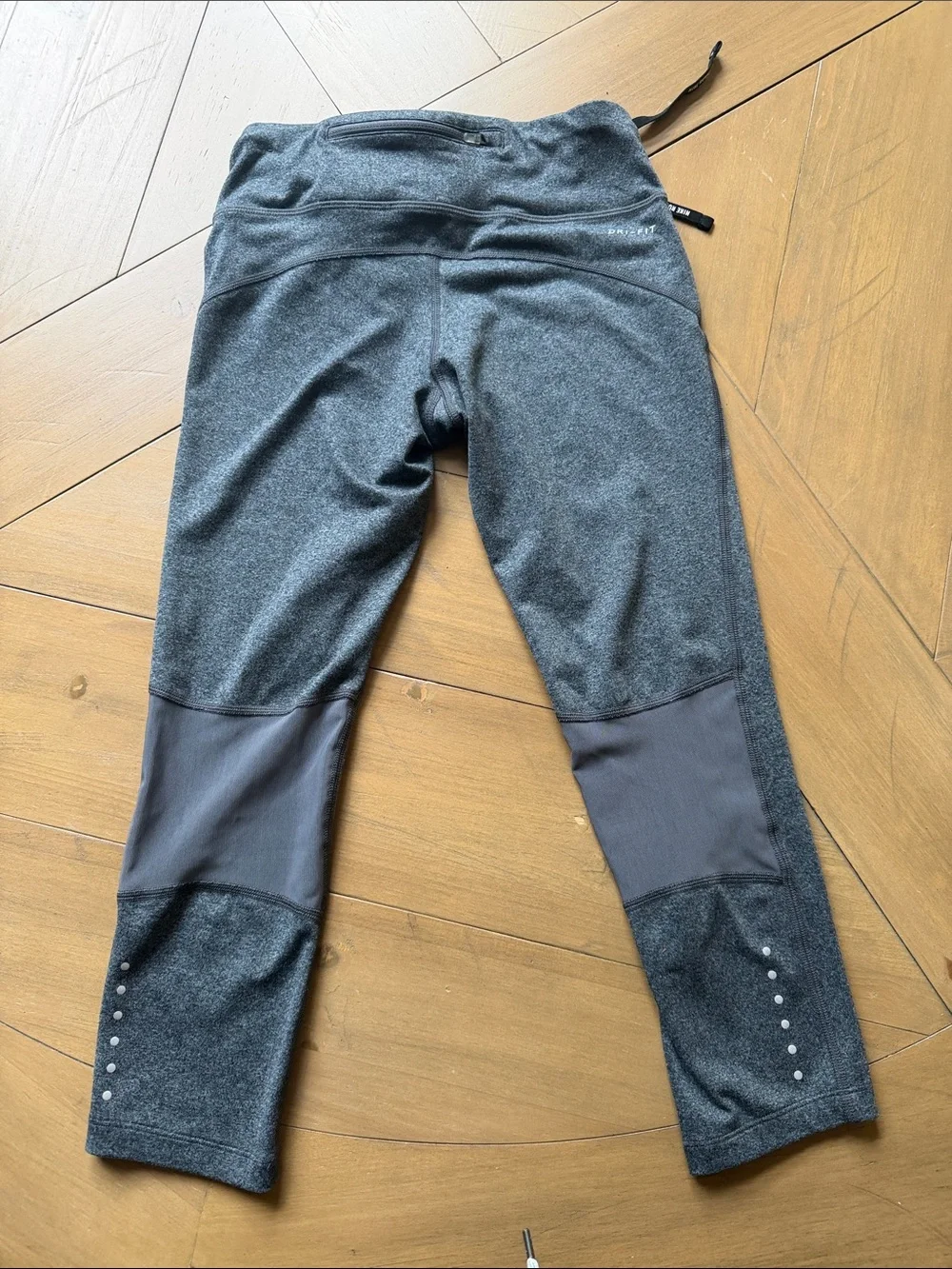 Nike Gray Heather Performance Leggings with Reflective Swoosh